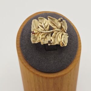 Ross Simons Gold Vermeil Sterling Silver 925 Leaf Sprig Matte Finish Ring Sz 7.5